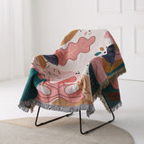 Cartoon leaves jacquard woven blankets, Sofa Blanket, Picnic blanket,Beach blanke,Double-Sided Use,Housewarming gift.