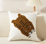 Tiger Cotton embroidered texture pillowcases, Retro luxury style Embroidered cushion pillows, decorative pillows, housewarming gifts.