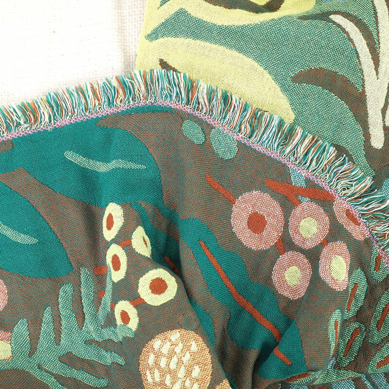 Forest Tiger 6 Layers Cotton Throw Bed Cover 100% cotton Muslin Sofa Throw Boho Decor, Jacquard Bed Throw Blanket, Housewarming gift.