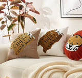 Tiger Cotton embroidered texture pillowcases, Retro luxury style Embroidered cushion pillows, decorative pillows, housewarming gifts.