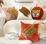 Tiger Cotton embroidered texture pillowcases, Retro luxury style Embroidered cushion pillows, decorative pillows, housewarming gifts.