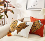 Tiger Cotton embroidered texture pillowcases, Retro luxury style Embroidered cushion pillows, decorative pillows, housewarming gifts.