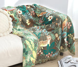 Forest Tiger 6 Layers Cotton Throw Bed Cover 100% cotton Muslin Sofa Throw Boho Decor, Jacquard Bed Throw Blanket, Housewarming gift.