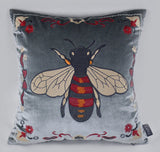 Luxury Velvet Flying bee Retro Inspired Embroidery Pillow Cover,20"X20" Decorative Pillows, Housewarming gift