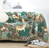 Forest Tiger 6 Layers Cotton Throw Bed Cover 100% cotton Muslin Sofa Throw Boho Decor, Jacquard Bed Throw Blanket, Housewarming gift.