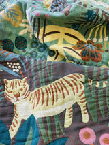 Forest Tiger 6 Layers Cotton Throw Bed Cover 100% cotton Muslin Sofa Throw Boho Decor, Jacquard Bed Throw Blanket, Housewarming gift.