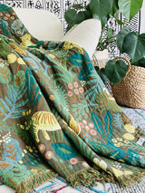 Forest Tiger 6 Layers Cotton Throw Bed Cover 100% cotton Muslin Sofa Throw Boho Decor, Jacquard Bed Throw Blanket, Housewarming gift.