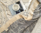 Cute Cat Four Layers Cotton Throw Blanket Cotton Muslin Bedcover Sofa Blanket, Decorative Bed Woven Cotton Blanket, Housewarming Gift.