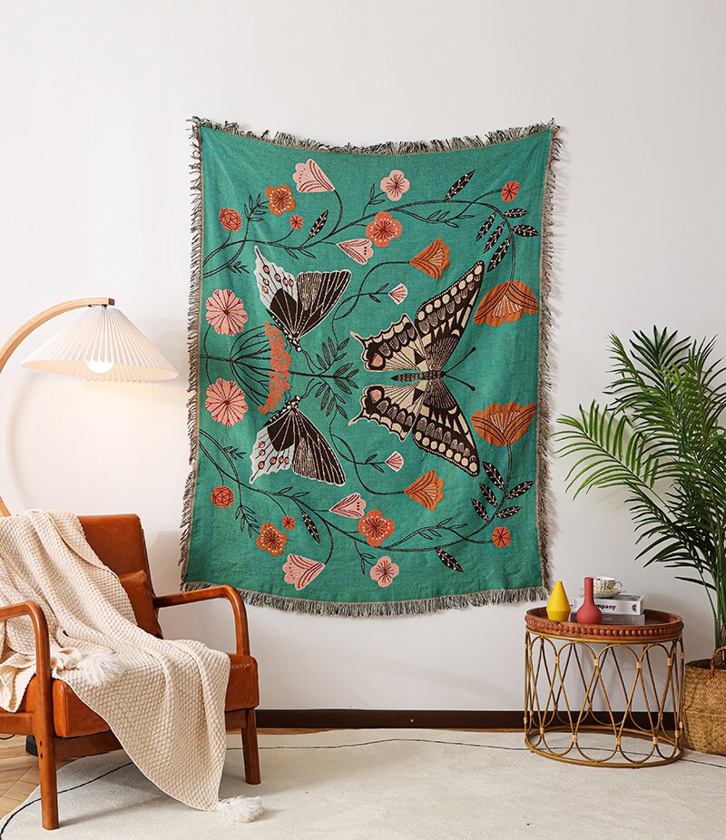 Butterfly Throw,Wall Art Blanket,Tapestry Blanket, Couch Throw, Summer Blanket, Cozy Blanket,large size, Gift for Her, Birthday Gift, Decor