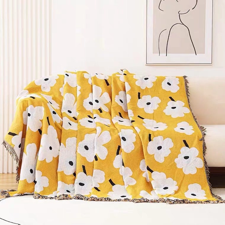 Daisy Throw Blanket sofa blanket tapestry decoration blanket,jacquard blanket sofa blanket,Cozy Nap Throw Blanket,Housewarming gift.
