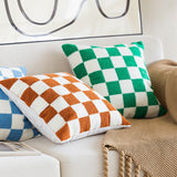 Checkerboard Pattern Canvas Embroidered Texture Pillowcases, Embroidered Cushion Pillows, Decorative Pillows, Housewarming Gifts.