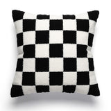 Checkerboard Pattern Canvas Embroidered Texture Pillowcases, Embroidered Cushion Pillows, Decorative Pillows, Housewarming Gifts.