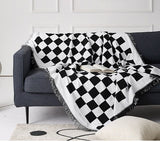 Checkerboard Pattern Black Sofa Cloth Decorative Sofa Cover,Double-Sided Use Sofa Throw Blanket,large size, Gift for Home