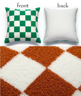 Checkerboard Pattern Canvas Embroidered Texture Pillowcases, Embroidered Cushion Pillows, Decorative Pillows, Housewarming Gifts.