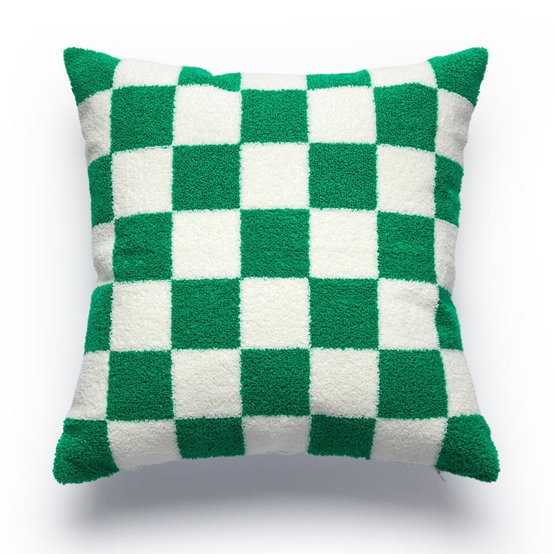 Checkerboard Pattern Canvas Embroidered Texture Pillowcases, Embroidered Cushion Pillows, Decorative Pillows, Housewarming Gifts.