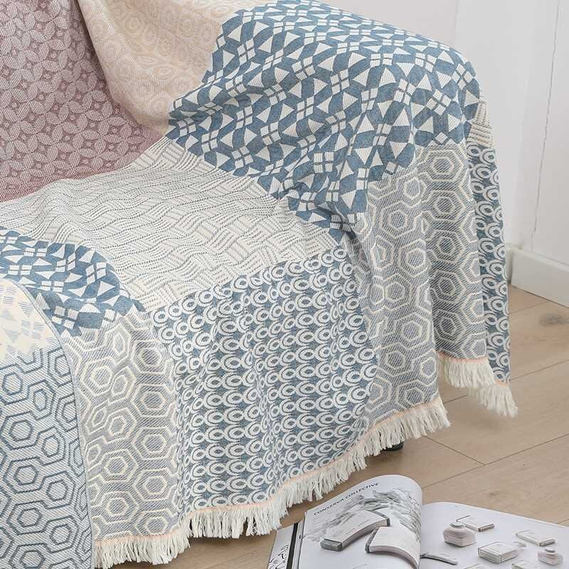 Cotton Blanket with tassel,cotton bedcover Sofa Blanket,Tassel Decorative King Size Bed Woven Cotton Blanket for summer,Housewarming gift