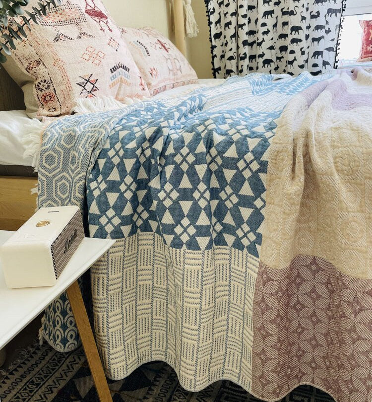 Cotton Blanket with tassel,cotton bedcover Sofa Blanket,Tassel Decorative King Size Bed Woven Cotton Blanket for summer,Housewarming gift