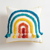 Color Triangle Tufted Cushion Cover 18" x 18"inch,100% Cotton Tufted Textured Pillow Case,Decorative Tassel Pillows,Housewarming gift.