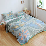 Cartoon whale four layers cotton blanket 100% cotton, Bedcover sofa blanket, Bedspread nap blanket cotton throw,Gift for Home, Decor