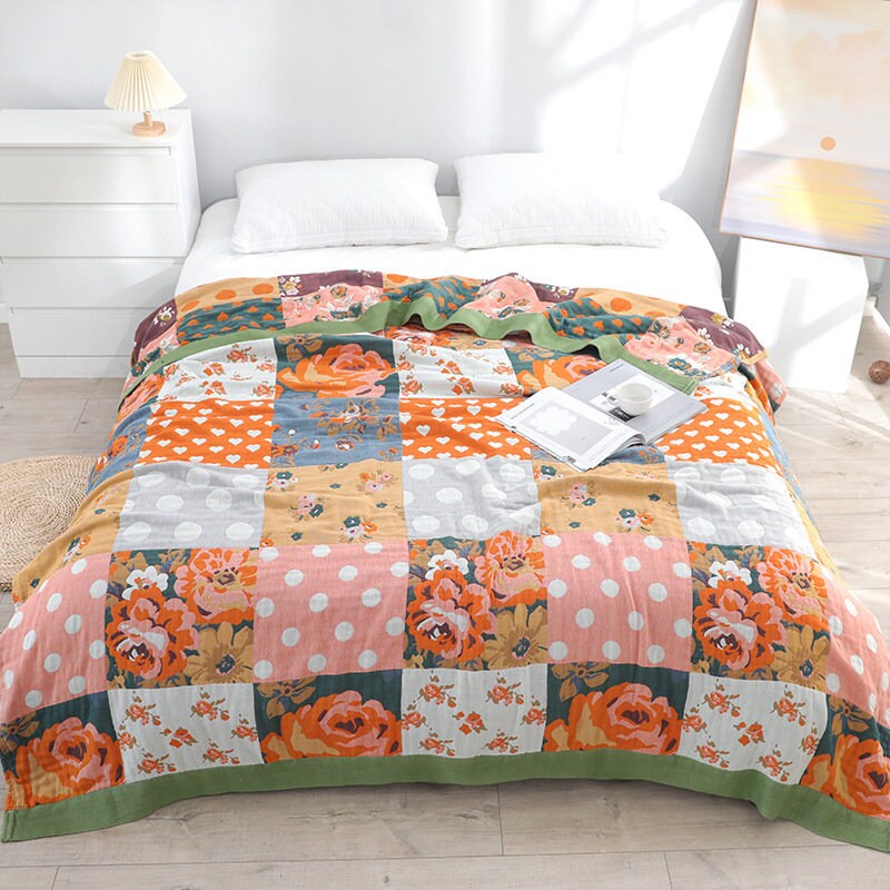 Five layers cotton blanket 100% cotton, Bedcover sofa blanket, Bedspread nap blanket cotton throw,Gift for Home, Decor