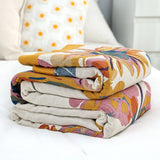 4 Layers Cotton Throw Bed Cover 100% cotton Muslin Sofa Throw Decor, Double-sided Bed Throw Blanket, Housewarming gift.