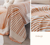 Multi-line chenille jacquard tassels bedcover sofa blanket, Couch bedspread nap blanket throw,Gift for Home, Decor