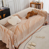 Multi-line chenille jacquard tassels bedcover sofa blanket, Couch bedspread nap blanket throw,Gift for Home, Decor