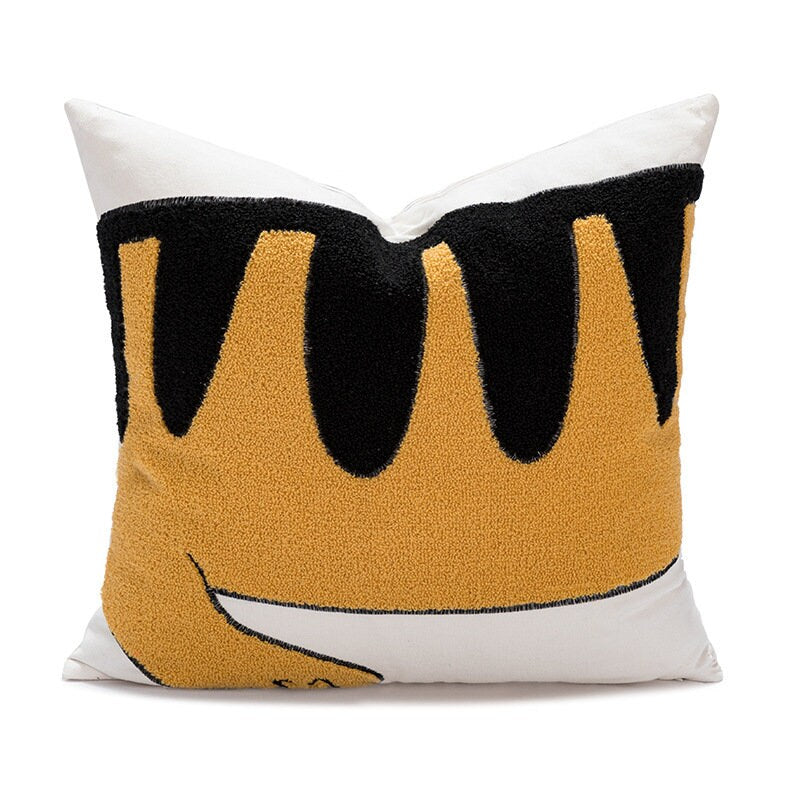 Cartoon tiger embroidered cotton texture pillowcases, Decorative pillow cushion cover, Housewarming gifts.