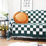 Checkerboard Pattern Black Sofa Cloth Decorative Sofa Cover,Double-Sided Use Sofa Throw Blanket,large size, Gift for Home
