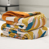 Sunflower Four Layers Cotton Throw Blanket Cotton Muslin Bedcover Sofa Blanket, Decorative Bed Woven Cotton Blanket, Housewarming Gift.