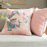 Flying Dragon Velvet Embroidery Cushion, Pink Embroidery Pillow Covers, Decorative Pillows, Housewarming gift