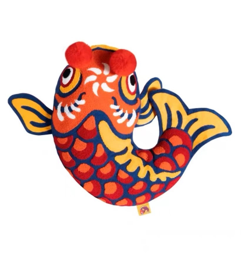 Embroidery traditional Chinese lucky koi fish pillows, folk art, soft toys, children's gifts,Decorative Pillows, Housewarming gift