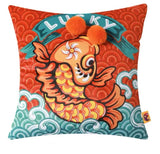 Embroidery traditional Chinese lucky koi fish pillows, folk art, soft toys, children's gifts,Decorative Pillows, Housewarming gift