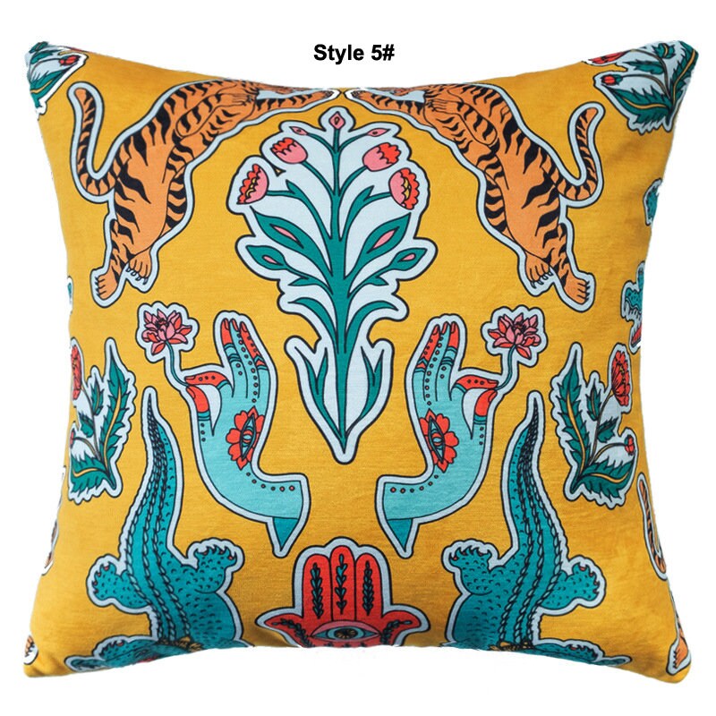 Cushion Cover with Tiger Design Printing on the Soft Touch Chenille 18"x18" (45x45cm) Abstract Tiger Design for Home Decor,Housewarming gift