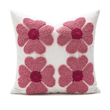 Flower Tufted Textured Pillow Case, Cotton Decorative Pillows 18x18", Housewarming gift.