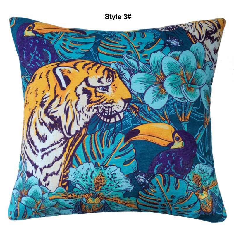 Cushion Cover with Tiger Design Printing on the Soft Touch Chenille 18"x18" (45x45cm) Abstract Tiger Design for Home Decor,Housewarming gift