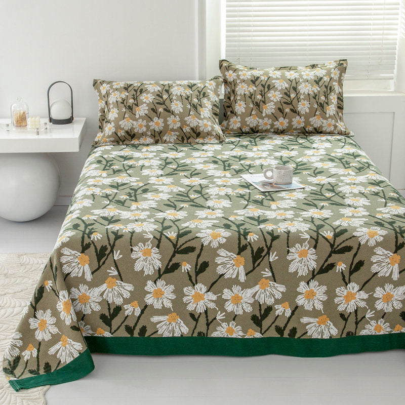 Green daisy cotton twill gauze blanket throw ,Bed cover sofa blanket, Bedspread nap blanket cotton throw,Gift for Home, Decor Home