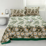 Green daisy cotton twill gauze blanket throw ,Bed cover sofa blanket, Bedspread nap blanket cotton throw,Gift for Home, Decor Home