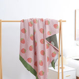 Pink strawberry cotton blanket 100% cotton, Bedcover sofa blanket, 90x98" Children Bedspread nap blanket cotton throw,Gift for Home, Decor