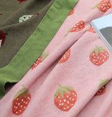 Pink strawberry cotton blanket 100% cotton, Bedcover sofa blanket, 90x98" Children Bedspread nap blanket cotton throw,Gift for Home, Decor
