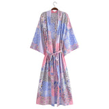 Cotton Kimono Boho Vintage Abstract Flowers Print Sashes Women Bohemian V Neck Batwing Sleeves happy short robe Kimono Jacket,gift for her
