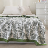 Floral Jacquard Blanket Throw Bed Cover Decor , Cotton Bamboo  Bed Throw Blanket, Housewarming gift.