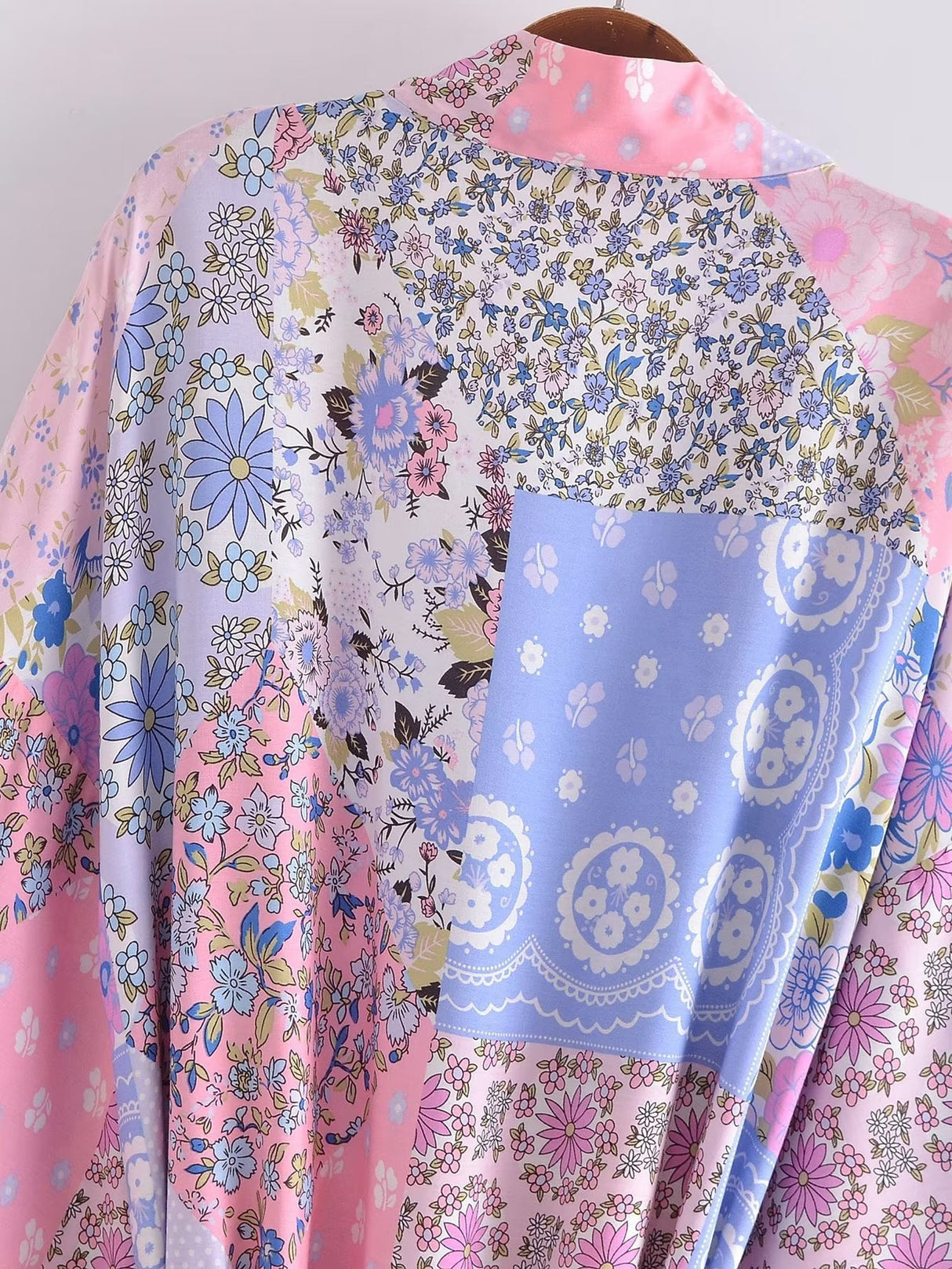 Cotton Kimono Boho Vintage Abstract Flowers Print Sashes Women Bohemian V Neck Batwing Sleeves happy short robe Kimono Jacket,gift for her