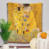 The Kiss Gustav Klimt Throw Blanket, jacquard blanket, Woven Large Size Throw, Sofa Blanket, Picnic blanket,Beach blanke,Housewarming gift.