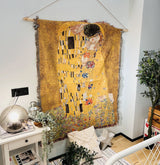The Kiss Gustav Klimt Throw Blanket, jacquard blanket, Woven Large Size Throw, Sofa Blanket, Picnic blanket,Beach blanke,Housewarming gift.