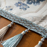 Stylish Jacquard Flowers Designed Table Runner ,Tassel Table Runner, Modern table setting, Housewarming gift