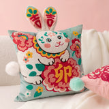 Embroidery Chinese traditional zodiac rabbit pillows, folk art, soft toys, children's gifts,Decorative Pillows, Housewarming gift