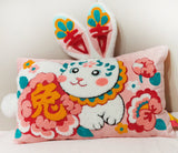 Embroidery Chinese traditional zodiac rabbit pillows, folk art, soft toys, children's gifts,Decorative Pillows, Housewarming gift