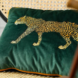 Velvet embroidery cheetah embroidery cushion cover,The edge with piping, Available in two size,Decorative pillows, Housewarming gift