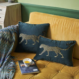 Velvet embroidery cheetah embroidery cushion cover,The edge with piping, Available in two size,Decorative pillows, Housewarming gift